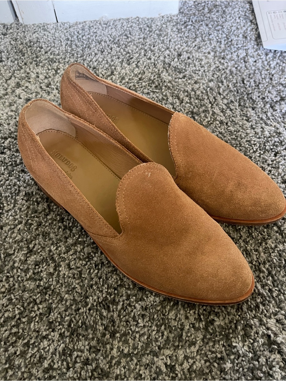 Soludos Cognac Suede leather Slip-On healed Loafers size 9 classic